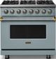 Viking® 5 Series 36" Novembery Sky Pro Style Dual Fuel (NG) Range with Brushed Brass Trim-0