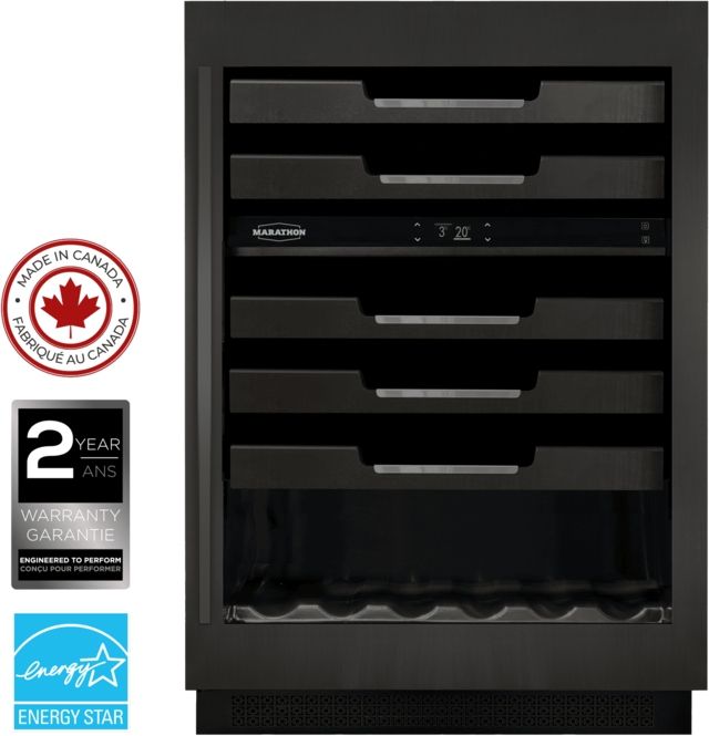 Marathon M4 Series 24” 5.3 Cu. Ft. Black Stainless Steel Under Counter Wine Cooler-1