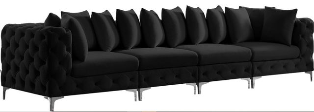 Meridian Furniture Tremblay Black Velvet 138" Modular Sofa-1