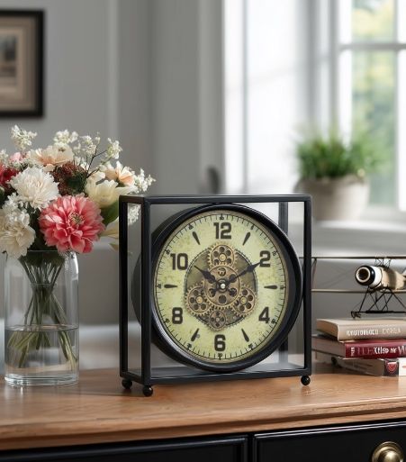 YHD Black/Off-White Table Clock-1