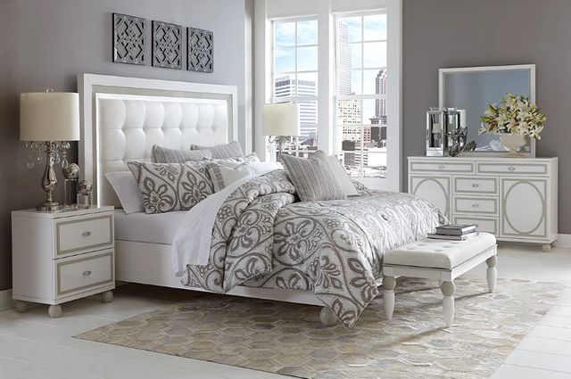 Michael Amini® Sky Tower™ Cloud White/White Dresser with Mirror-1