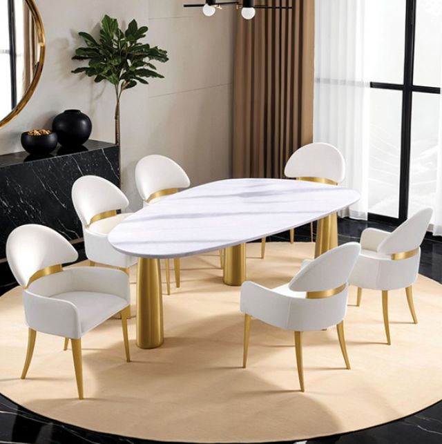 Furniture of America® Northam 5-Piece Matte Gold/White Dining Table Set-1