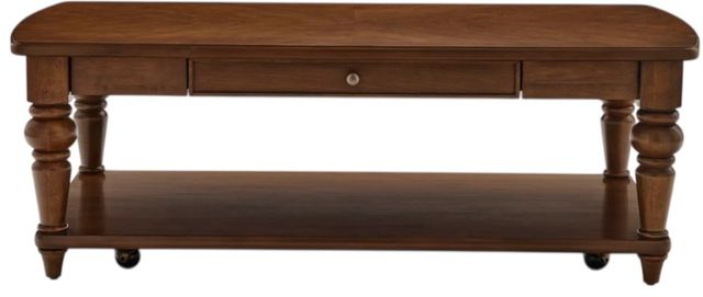 Flexsteel® Bellevue Whiskey Brown Rectangular Coffee Table with Casters-3