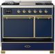 Ilve® Majestic III 40" Midnight Blue Pro Style Dual Fuel Liquid Propane Range with Solid Door and Brass Trim-4