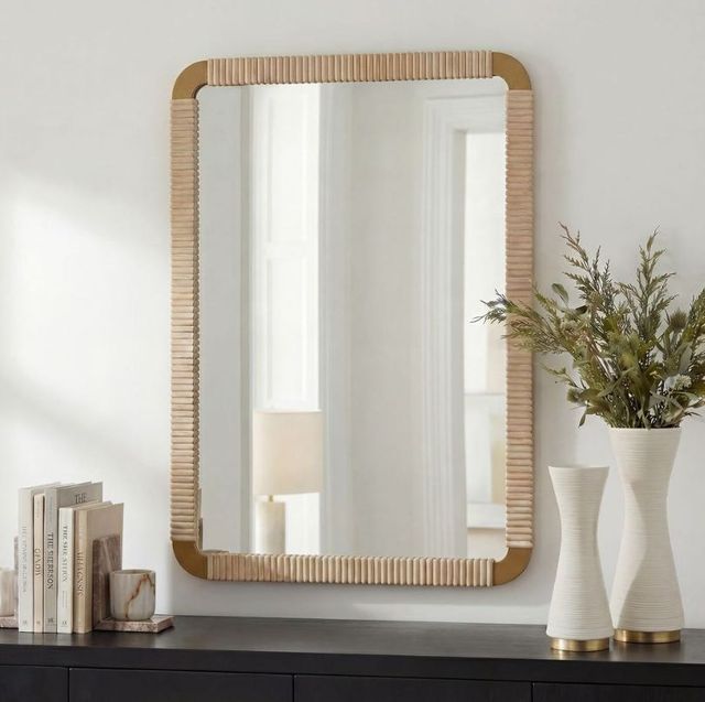 Uttermost® Heinrich Antique Brass Wood Mirror-1