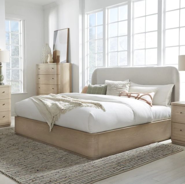 Modus Furniture Penny Buff Cream Ash/Oatmeal Eastern King Upholstered Platform Bed-1