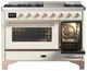 Ilve® Majestic III 48" Antique White Pro Style Dual Fuel Liquid Propane Range with Triple Glass Door and Copper Trim-4