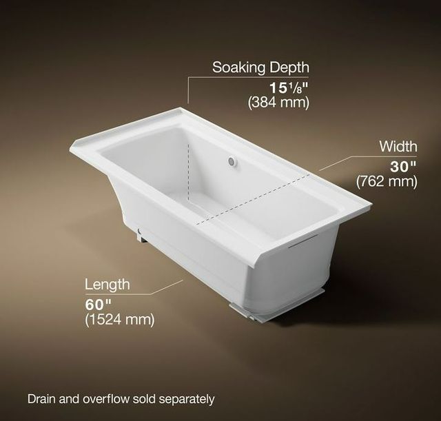 KOHLER® Archer® White 60" x 30" Alcove Heated BubbleMassage™ Air Bath - Right Drain-2