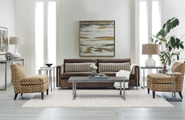 Hooker® Furniture Chapman Gray Faux Shagreen Mixed Media End Table with Pewter Base-1