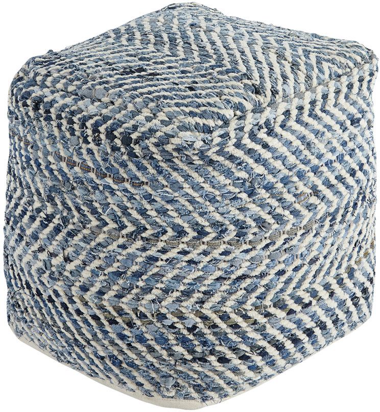 Chevron Pouf - Blue Chevron Pouf - Blue