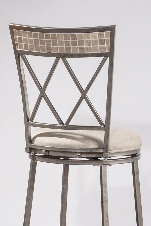 HH2 Home Milestone Aged Pewter Indoor/Outdoor Swivel Counter Stool-2