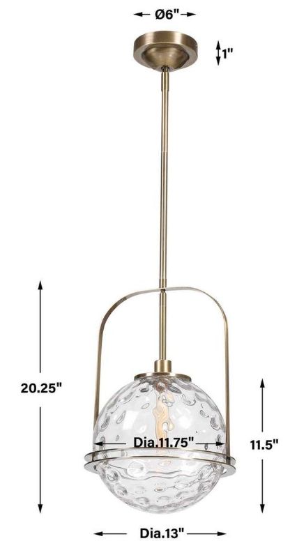 Uttermost® Mimas Antique Brass 1-Light Globe Pendant-2