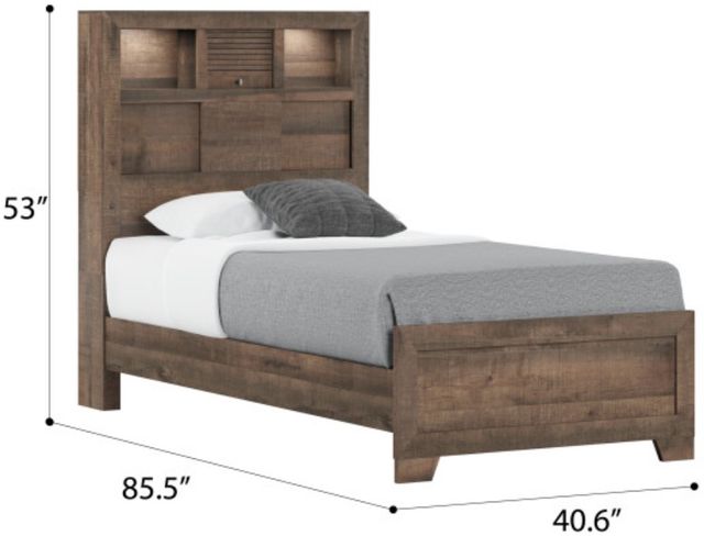 Emerald Home Peyton Brown Twin Bookcase Bed-2
