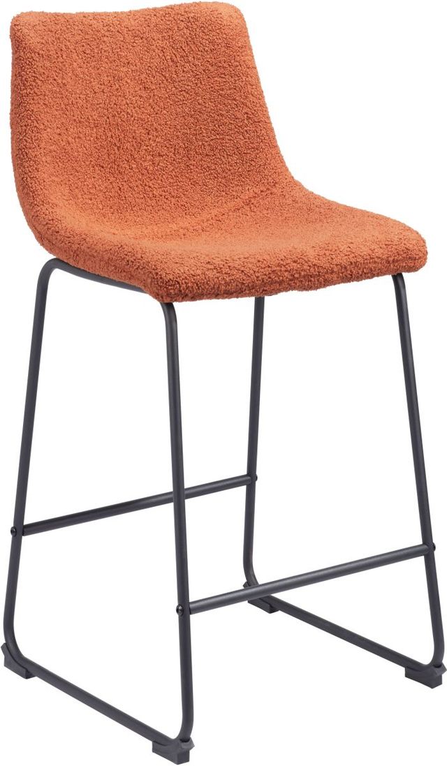 Zuo® Modern Smart 2-Piece Burnt Orange Counter Stool Set -0