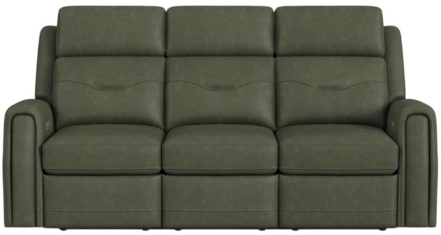Flexsteel® Felix Forest Green Leather Power Reclining Sofa with Power Headrest and Lumbar-3