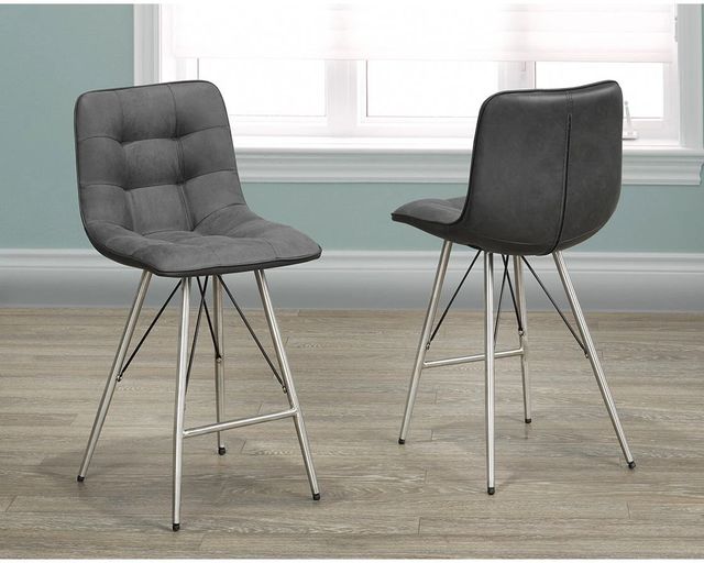 Brassex Inc. Chloe 2-Piece Grey/Silver Counter Stool Set-1