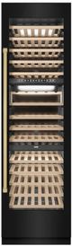 ZLINE Autograph Edition 24" in. 12.4 Cu. Ft. Triple Zone 100 Bottle Column Wine Cooler in Black Stainless Steel and Champagne Bronze Accents-0