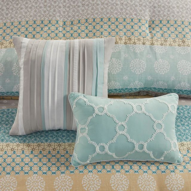 Olliix by Madison Park Willa 7 Piece Green King Cotton Printed Comforter Set-3