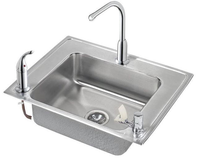 Elkay Lustertone® Classic Lustrous Satin Stainless Steel 28" x 22" x 6" Rectangular Single Bowl Drop-in Classroom ADA Sink Kit-1