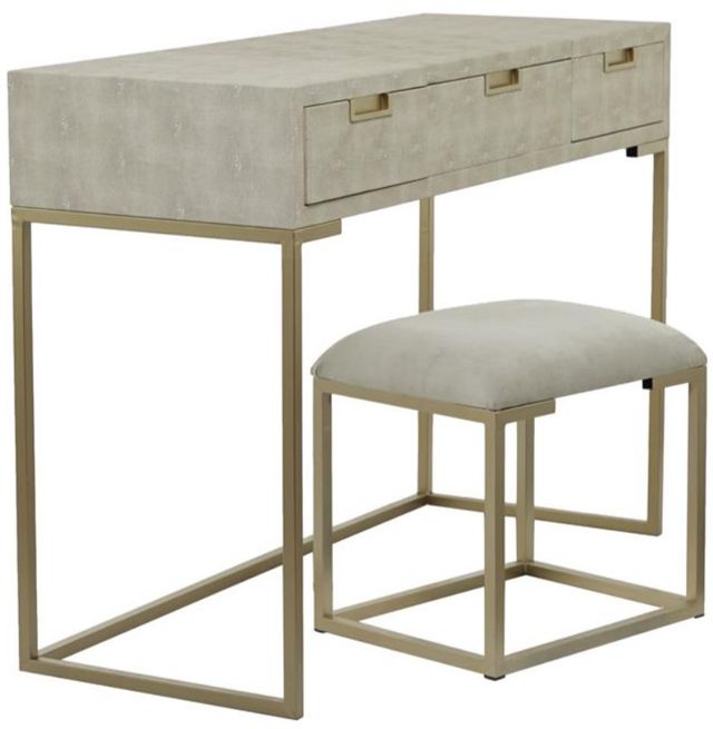 Deco Marche Light Gray 2-Piece Vanity Table with Stool Set-1