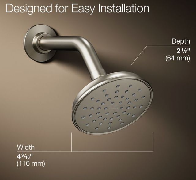 KOHLER® Bellera® Vibrant Brushed Nickel 1.5 GPM Single-Function Showerhead-3