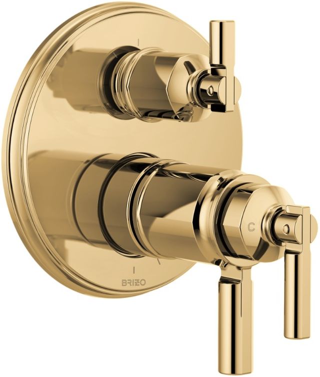 Brizo Invari® Brilliance® Polished Gold TempAssure® Thermostatic Valve With Integrated 3-Function Diverter Trim-0