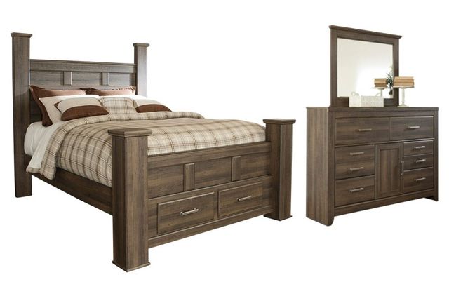 Signature Design by Ashley® Juararo 3-Piece Dark Brown Queen Poster Storage Bed Set-0