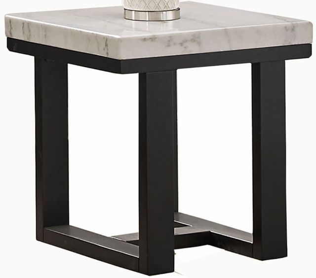 Steve Silver Co. Lucca White End Table with Espresso Base-0