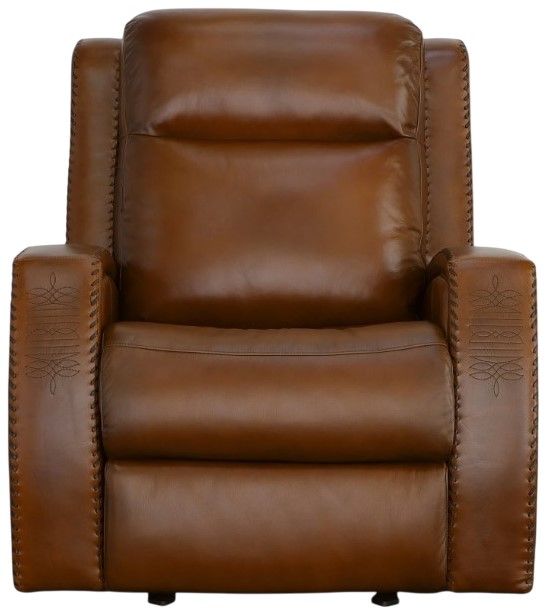 Flexsteel® Mustang Rust Leather Power Gliding Recliner with Power Headrest-3