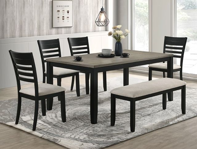 Crown Mark Folio Gray Dining Table with Black Base-1