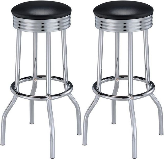 Coaster® Theodore 2-Piece Black/Chrome Soda Fountain Bar Stools-8