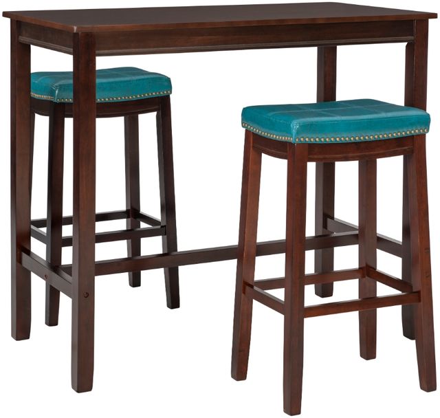 Linon Claridge 3-Piece Blue/Brown Bar Table Set-0
