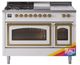 Ilve® Nostalgie II Noblesse 48'' Custom RAL Color Pro Style Dual Fuel Range with Brass Trim-0