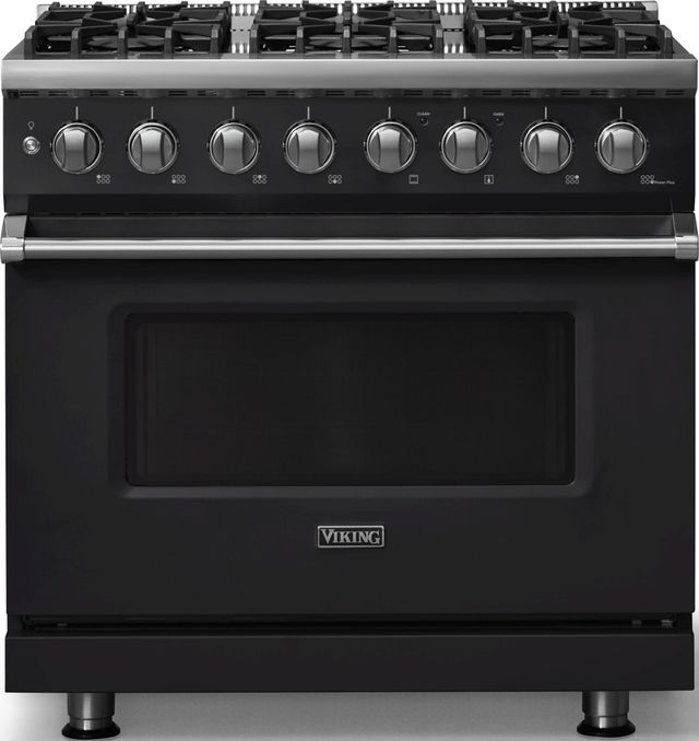 Viking® 5 Series 36" Onyx Pro Style Dual Fuel (LP) Range with Polished Chrome Trim-0