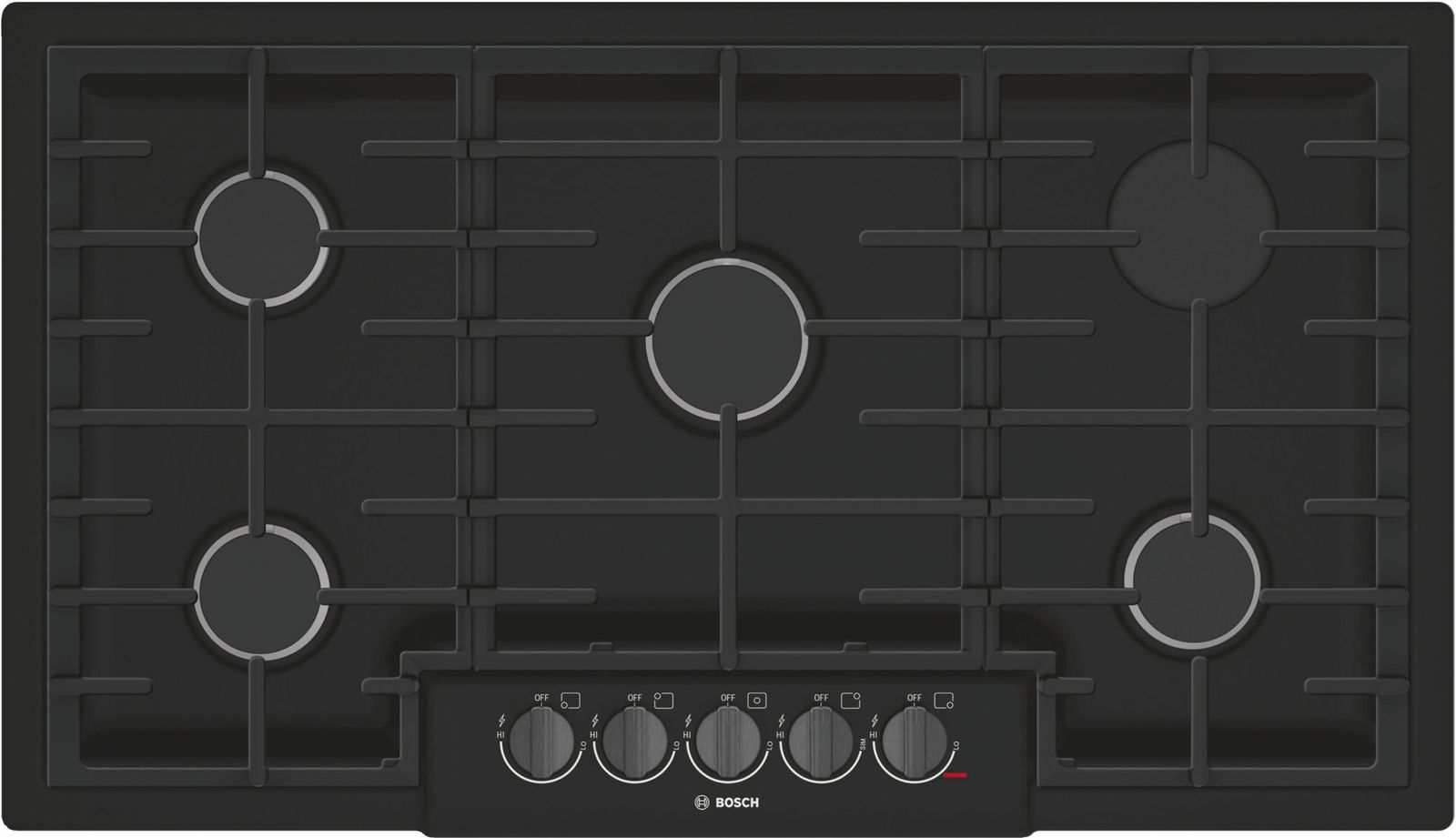 Bosch 800 Series 36" Black Gas Cooktop