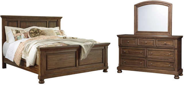 Signature Design by Ashley® Flynnter 3-Piece Medium Brown Queen Panel Bed Set-0