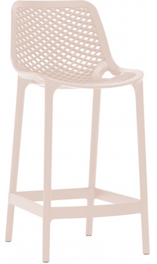 Meridian Furniture Mykonos Pink Plastic Outdoor Patio Stool-0