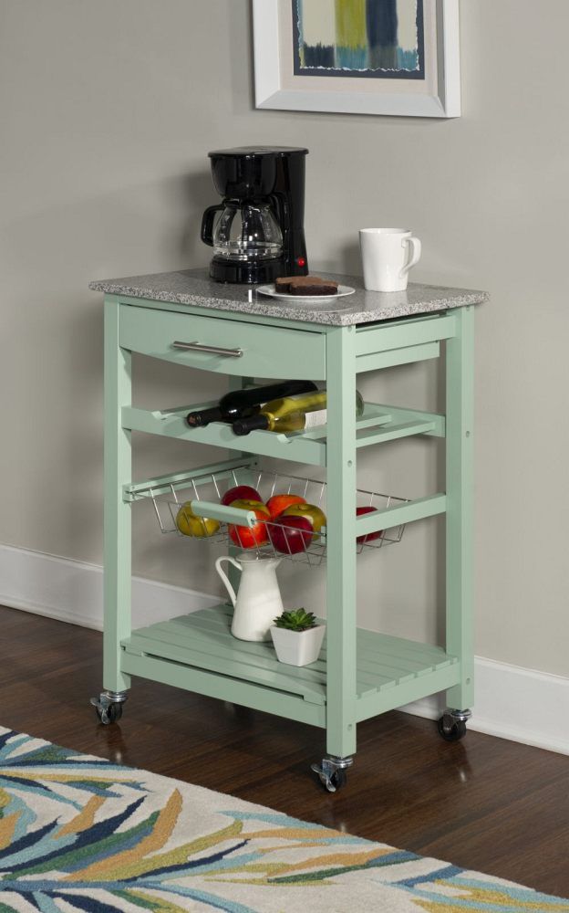 Linon Zoey Green Kitchen Cart-3