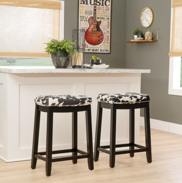 Linon Claridge Black/White Cow Counter Stool-1