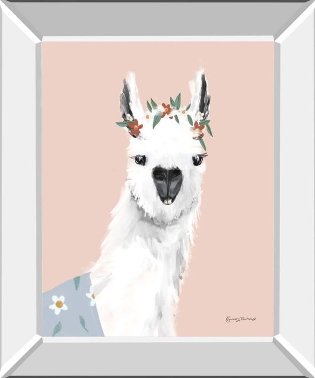 Classy Art Delightful Alpacas I by Becky Thorns Mirror Framed Wall Art-0