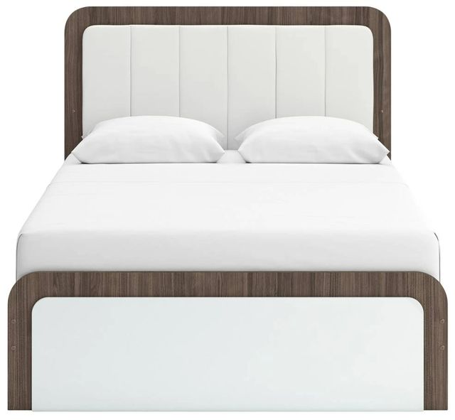 Signature Design by Ashley® Mazilar Brown/White Queen Upholstered Panel Bed-1