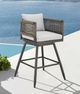 Armen Living Alegria Black/Gray Aluminum/Fabric/Rope Outdoor Swivel Bar Stool-1