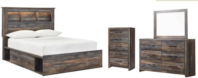 Signature Design by Ashley® Drystan 4-Piece Brown Full Bookcase Bed Set-0