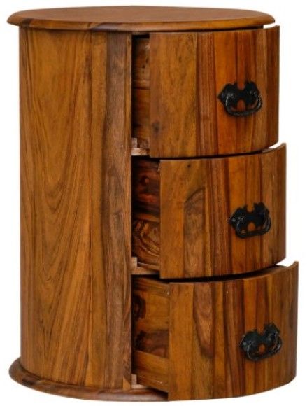 Jaipur Furniture Ganga Brown 3-Drawer Drum Chest-1
