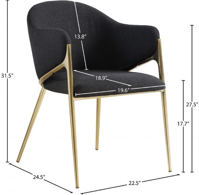 Meridian Furniture Nial Black/Brushed Brass Dining Chair-3