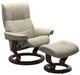 Stressless® by Ekornes® Customizable Mayfair Large Manual Recliner and Ottoman with Classic Base-0