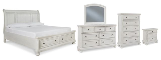 Signature Design by Ashley® Robbinsdale 5-Piece Antique White Queen Sleigh Bed Set-0