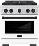 ZLINE Paramount 30" 4.2 cu. ft. Satin Stainless Steel with White Matte Door Paramount Dual Fuel Range with 4 Burner DuoPro™ Cooktop and Electric Convection Oven with Matte Black Accents-0
