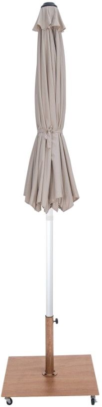 Meridian Furniture Fiji Beige/Matte White/Teak Aluminum Outdoor Patio Umbrella and Base-1