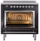 Ilve® Nostalgie II Noblesse 36'' Glossy Black Pro Style Induction Range with Chrome Trim-1